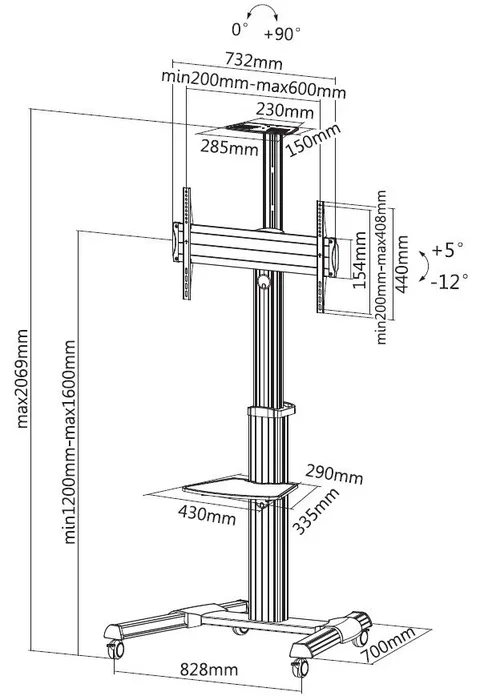 Equip Soporte de Suelo con Ruedas para Pantalla 37-70 pulgadas Equip Soporte de Suelo con Ruedas para Pantalla 37-70 pulgadas