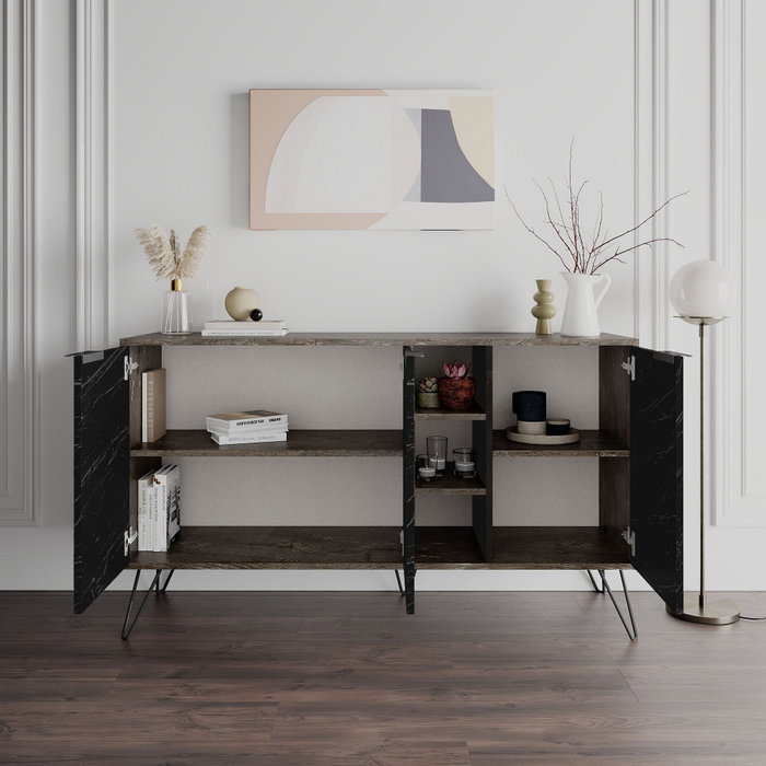Hanah Home Consola Clara Marrón Oscuro y Bendir 142x83x35.6 cm Hanah Home Consola Clara Marrón Oscuro y Bendir 142x83x35.6 cm