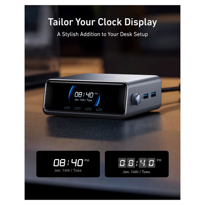 Anker Cargador Prime 250W USB-C GaNPrime 6 Puertos Carga Rápida LCD