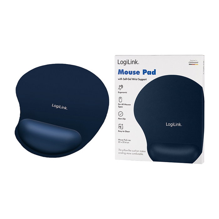 LogiLink Alfombrilla de Ratón con Reposamuñecas de Gel de Silicona Azul ID0027B LogiLink Alfombrilla de Ratón con Reposamuñecas de Gel de Silicona Azul ID0027B