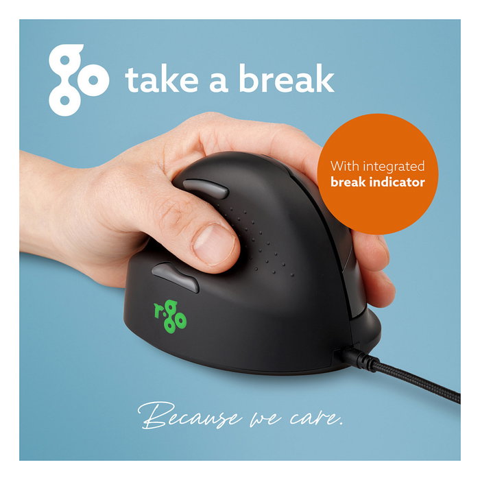 R-GO R-GO HE Break Ratón Ergonómico Vertical para Zurdo Negro