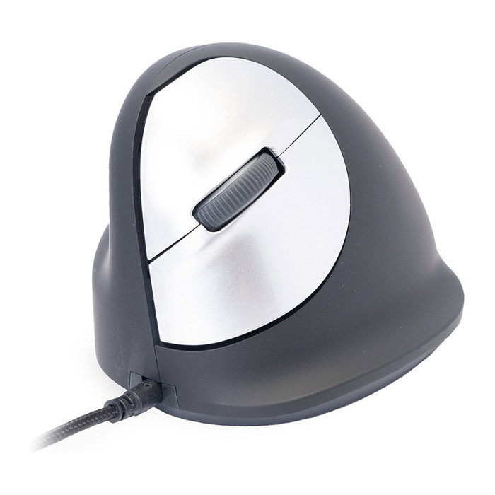 R-GO HE Ratón Ergonómico para Zurdos - Modelo Mediano (M), Cableado USB, Óptico 2400 DPI, 5 Botones, Software de Pausa, Color Negro, para Manos 175-195 mm