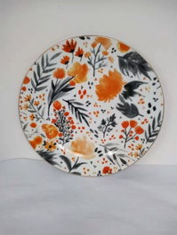 DKD Home Decor Plato de Porcelana Flores Autumn Shengda 27x27x2,5 cm