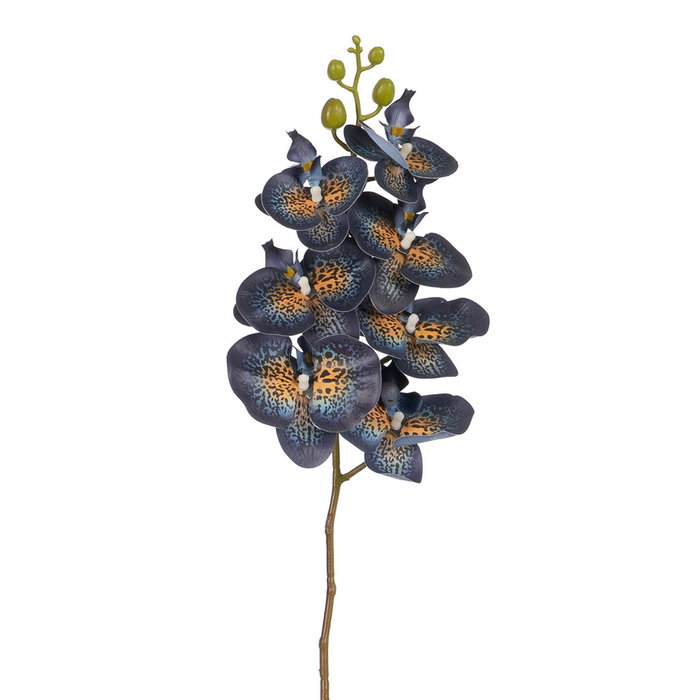Flor Orquídea Azul Goma Decoración 95 cm (Set de 24)