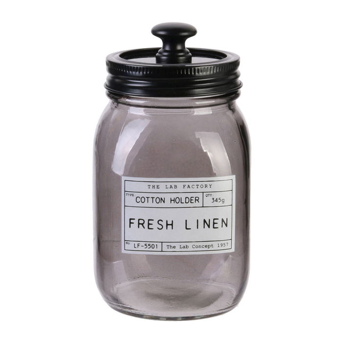 Dites-le avec des Mots The Lab Factory Tarro Multiusos Cristal con Tapa Metal Diámetro 7,5 cm Altura 15 cm