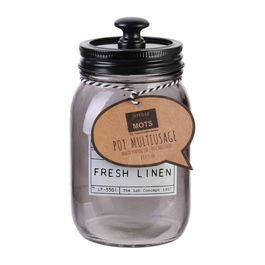 Dites-le avec des Mots The Lab Factory Tarro Multiusos Cristal con Tapa Metal Diámetro 7,5 cm Altura 15 cm