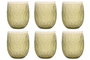 DKD Home Decor Set de 6 Vasos de Cristal Verde con Relieve de Hojas de 360ml