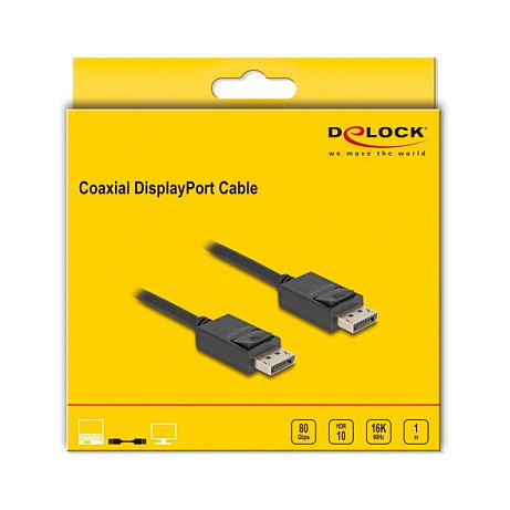 DeLOCK Cable DisplayPort Coaxial 16K 60 Hz 80 Gbps 1 m DeLOCK Cable DisplayPort Coaxial 16K 60 Hz 80 Gbps 1 m
