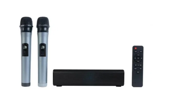 Fonestar SING-BAR Barra de Sonido Karaoke Portátil Inalámbrica con 2 Micrófonos, Batería AA, Color Negro