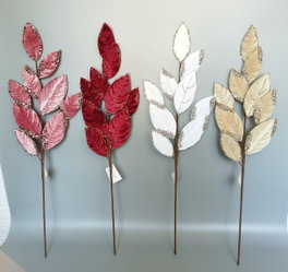 DKD Home Decor Adornos de Ramas de Hojas de Poliéster y Metal 20x5x74 cm Surtido de 4 Colores