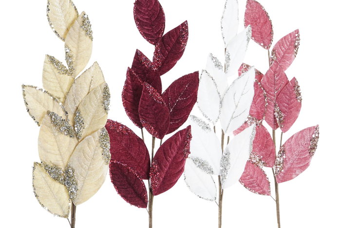 DKD Home Decor Adornos de Ramas de Hojas de Poliéster y Metal 20x5x74 cm Surtido de 4 Colores
