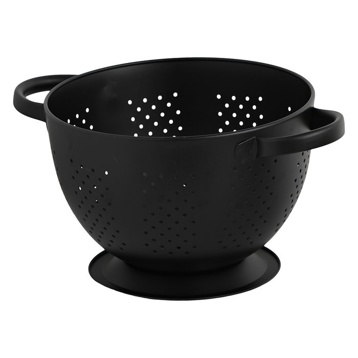 Day Escurridor de Acero Inoxidable Diámetro 22 cm, Negro Mate, Apto Lavavajillas, Pie y Asas