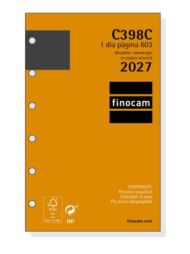 FINOCAM Recambio de agenda anual 2027 Catalán Classic 603 79x127 mm FINOCAM Recambio de agenda anual 2027 Catalán Classic 603 79x127 mm
