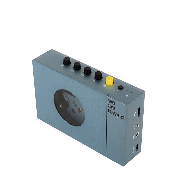WeAreRewind Reproductor de Cassette Portátil Bluetooth 252427 Azul, Aluminio, 12h Autonomía, Frecuencia 30-12500 Hz