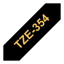 Brother TZe-354 Cinta Laminada de 24 mm, Oro sobre Negro