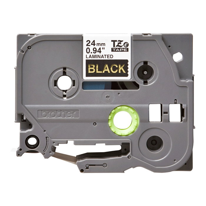 Brother TZe-354 Cinta Laminada de 24 mm, Oro sobre Negro