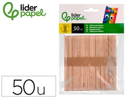 Liderpapel Palitos de Madera Natural 11,4 x 1 cm Bolsa 50 Unidades