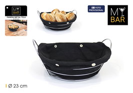 My Bar Panera de Metal con Tela Negra Redonda de 23 cm (12 Unidades)