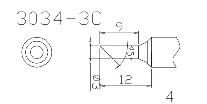 QUICK Punta tipo horma de 3mm para estaciones de soldadura
