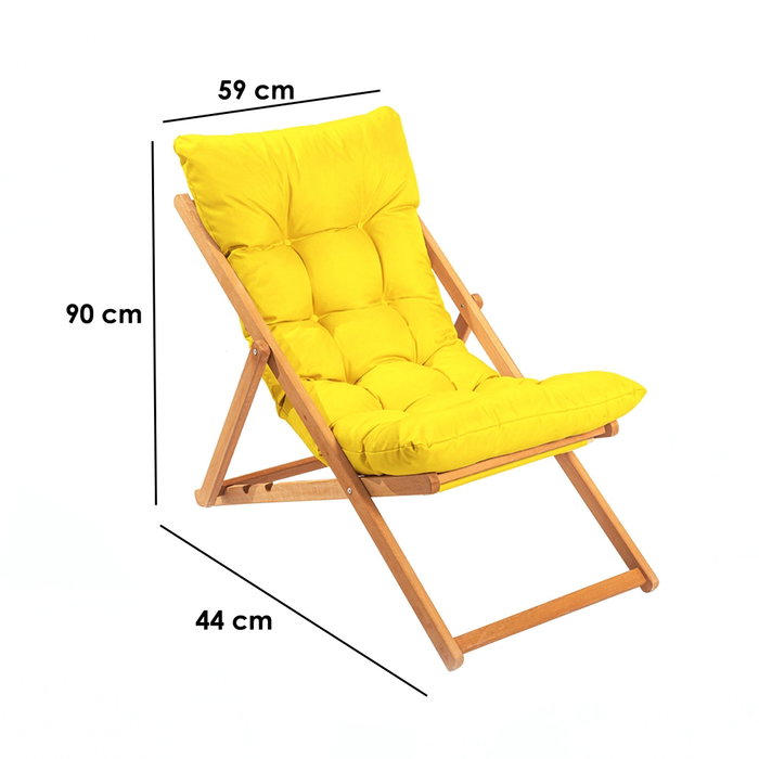 Hanah Home My006 Silla de Jardín de Madera de Haya, Amarilla y Natural, Ancho 59 cm, Alto 90 cm
