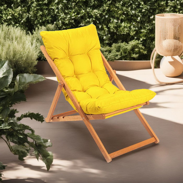 Hanah Home My006 Silla de Jardín de Madera de Haya, Amarilla y Natural, Ancho 59 cm, Alto 90 cm