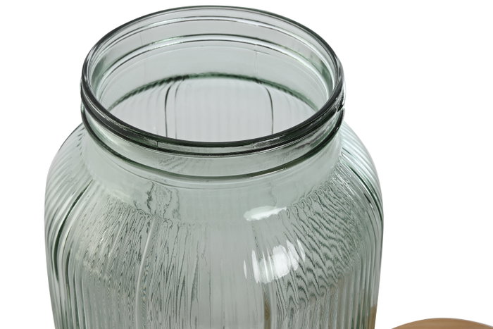 DKD Home Decor Dispensador de Bebidas de Cristal y Bambú 5,5L