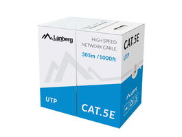 Lanberg Cable de Red Cat5e UTP 305 Metros, 24 AWG, Blanco/Gris, CE, CPR, Fluke, RoHS, Para Redes LAN