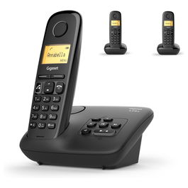 Gigaset A270 A Trio Negro - Teléfono DECT/Analógico con 3 Auriculares Inalámbricos, Altavoz, Contestador Automático, 80 Memorias, Identificador de Llamadas