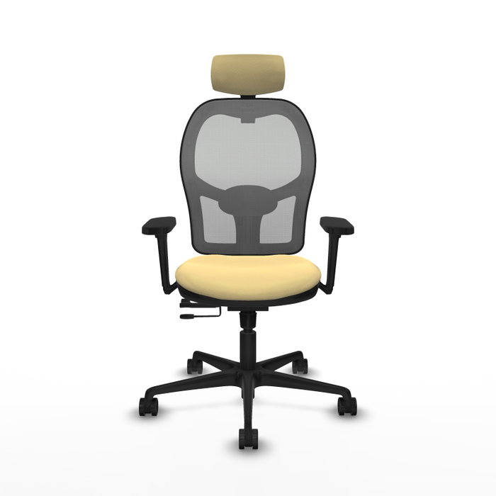 PIQUERAS Y CRESPO Silla de oficina Jorquera con mecanismo Sincro/Traslack, Crema y Gris