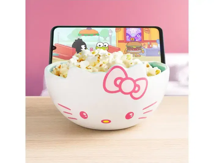 Wondee Cuenco Multifunción Hello Kitty con Soporte para Móvil para Snacks