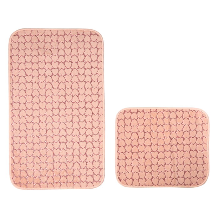 Mijölnir Leila Heart - Juego de Alfombrillas de Baño, Color Rosa Claro, 50x60cm y 60x100cm Mijölnir Leila Heart - Juego de Alfombrillas de Baño, Color Rosa Claro, 50x60cm y 60x100cm