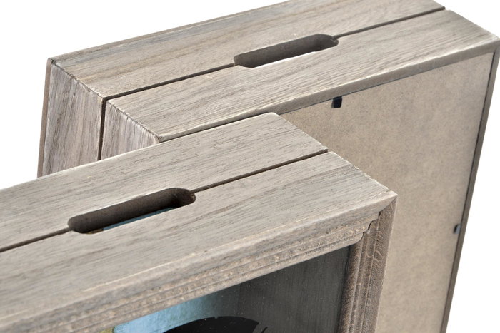 DKD Home Decor Travel world Hucha Vintage Marron 7 x 18 x 18 cm (4 Unidades) MDF Cristal Hecho a mano