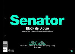 Bloc De Dibujo Senator Con Espiral Liso Con Recuadro 2 Taladros Fº Prolongado 150G 20H