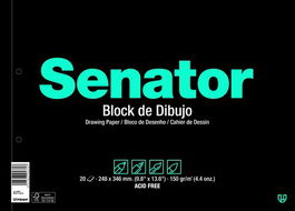 Bloc De Dibujo Senator Con Espiral Liso Con Recuadro 2 Taladros Fº Prolongado 150G 20H (Set de 16)