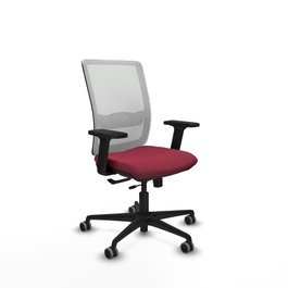 PIQUERAS Y CRESPO Silla de oficina Haches Granate y Blanco con mecanismo Sincro/Traslack