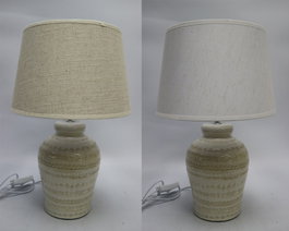 DKD Home Decor Lámpara de Sobremesa Gres y Lino Blanco Surtido de 2