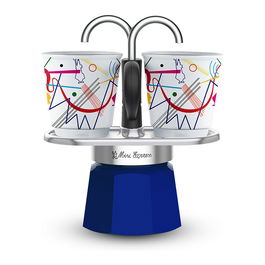 Bialetti Mini Express Cafetera Italiana Set Color Azul con 2 Vasos Colección Kandinsky