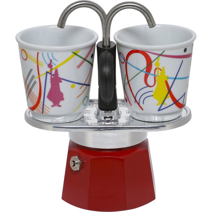 Bialetti Mini Express - Set de cafetera azul con 2 tazas Arte Collection Kandinsky