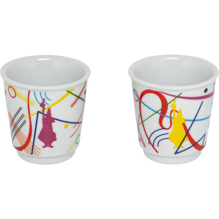 Bialetti Mini Express - Set de cafetera azul con 2 tazas Arte Collection Kandinsky