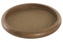 DKD Home Decor Bandeja de Acacia y Ratán Natural 29x29x3 cm