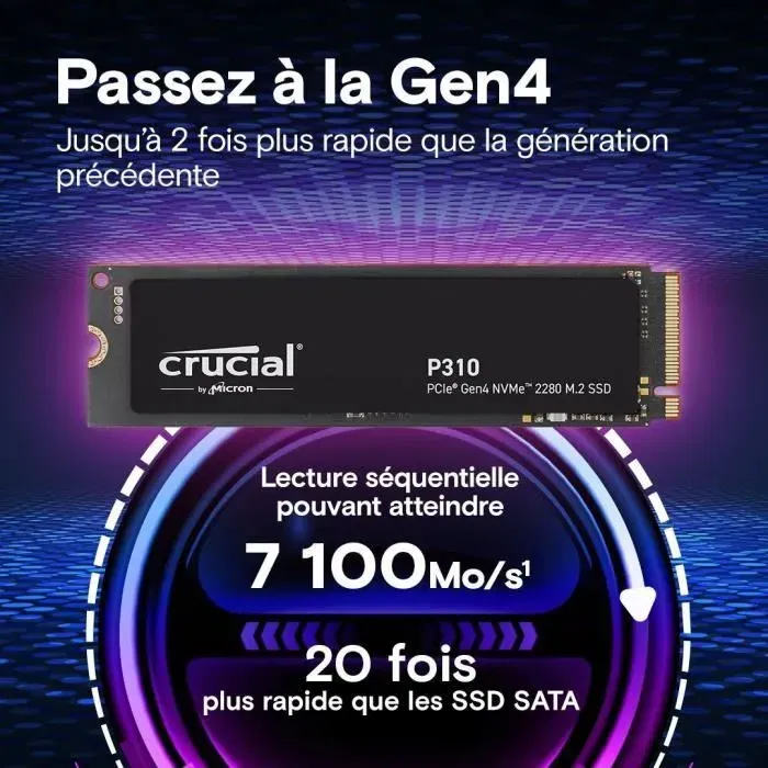 Crucial CT4000P310SSD8 SSD interno 4 TB PCIe Gen4 NVMe M.2 Velocidad de lectura de hasta 7100 MB/s