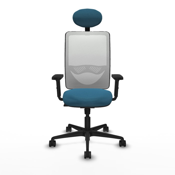 Silla de oficina Zulema con mecanismo Sincro tapizada con Tela color Verde petróleo y malla color Blanco. Equipada con lumbar 1D, Brazos 2D, Cabecero Fijo y Ruedas 65mm nailon Silla de oficina Zulema con mecanismo Sincro tapizada con Tela color Verde petróleo y malla color Blanco. Equipada con lumbar 1D, Brazos 2D, Cabecero Fijo y Ruedas 65mm nailon