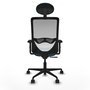 Silla de oficina Zulema con mecanismo Sincro tapizada con Tela color Verde petróleo y malla color Blanco. Equipada con lumbar 1D, Brazos 2D, Cabecero Fijo y Ruedas 65mm nailon
