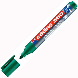 Edding Marcador Pizarra Blanca 360 Rellenable Verde Punta Redonda 1.5-3mm Tinta Secado Rápido Borrable