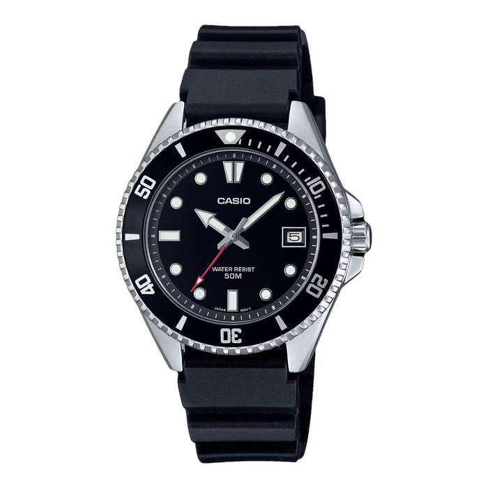 Casio MDV-10-1A1VDF con esfera negra y correa de resina
