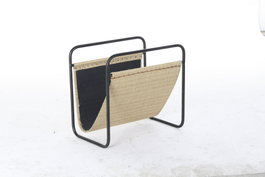 DKD Home Decor Revistero Metal Ratan Natural Negro 39 x 26 x 36 cm