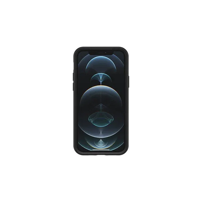 OtterBox Symmetry Series - Carcasa Trasera Protectora para Apple iPhone 12 / 12 Pro - Protección Anticaídas, Antimicrobiana, Carga Inalámbrica Qi, Tecnología DROP+, Color Negro