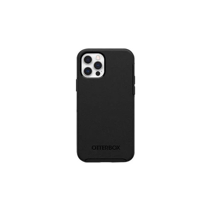 OtterBox Symmetry Series - Carcasa Trasera Protectora para Apple iPhone 12 / 12 Pro - Protección Anticaídas, Antimicrobiana, Carga Inalámbrica Qi, Tecnología DROP+, Color Negro