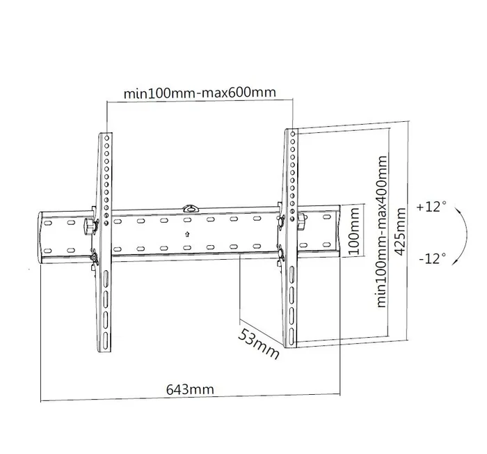 Equip 650332 - Soporte de Pared para TV 37-70 Pulgadas, Inclinable, 40 kg Máx., Compatible VESA 600x400, Negro