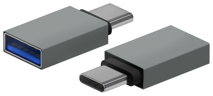 Aisens Mini Adaptador Aluminio USB 3.2 Gen1 Gris (USB-C Macho a USB-A Hembra)